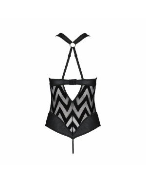Сітчастий боді з халтером та ритмічним малюнком Hima Body black XXL/XXXL - Passion