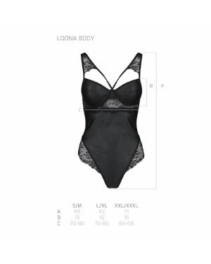 Боді з еко-шкіри та мережива Loona Body black S/M - Passion