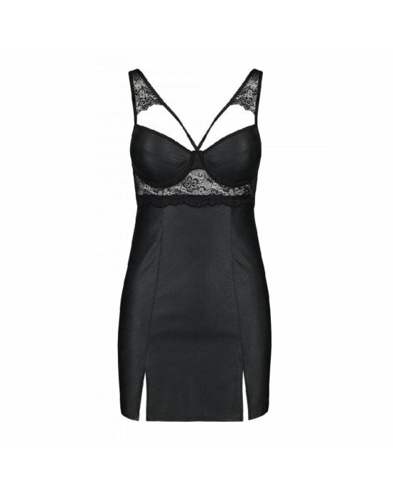 Бебі-дол з еко-шкіри та мережива Loona Chemise black S/M - Passion