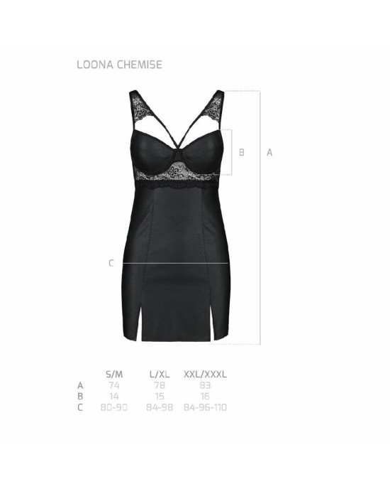 Бебі-дол з еко-шкіри та мережива Loona Chemise black XXL/XXXL - Passion