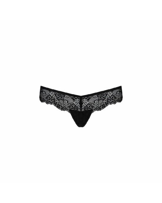 Мереживні трусики-танга з атласним бантиком Naja Thong black S/M - Passion Мереживні трусики-танга з атласним бантиком Naja Thong black S/M - Passion