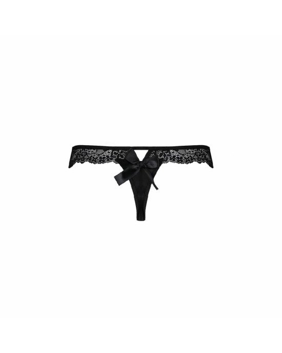 Мереживні трусики-танга з атласним бантиком Naja Thong black XXL/XXXL - Passion Мереживні трусики-танга з атласним бантиком Naja Thong black XXL/XXXL - Passion