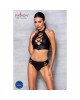 Комплект з еко-шкіри Nancy Bikini black L/XL - Passion, бра та трусики з імітацією шнурівки Комплект з еко-шкіри Nancy Bikini black L/XL - Passion, бра та трусики з імітацією шнурівки