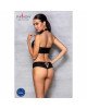 Комплект з еко-шкіри Nancy Bikini black L/XL - Passion, бра та трусики з імітацією шнурівки Комплект з еко-шкіри Nancy Bikini black L/XL - Passion, бра та трусики з імітацією шнурівки