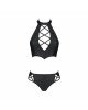 Комплект з еко-шкіри Nancy Bikini black S/M - Passion, бра та трусики з імітацією шнурівки Комплект з еко-шкіри Nancy Bikini black S/M - Passion, бра та трусики з імітацією шнурівки