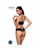 Комплект з еко-шкіри Nancy Bikini black XXL/XXXL - Passion, бра та трусики з імітацією шнурівки Комплект з еко-шкіри Nancy Bikini black XXL/XXXL - Passion, бра та трусики з імітацією шнурівки