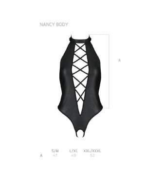 Боді з еко-шкіри з імітацією шнурівки та відкритим доступом Nancy Body black S/M - Passion Боді з еко-шкіри з імітацією шнурівки та відкритим доступом Nancy Body black S/M - Passion