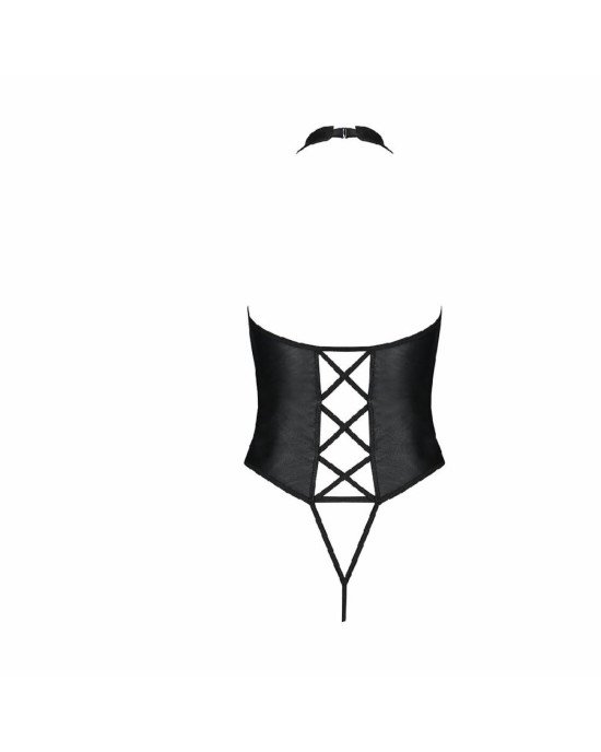 Боді з еко-шкіри з імітацією шнурівки та відкритим доступом Nancy Body black S/M - Passion Боді з еко-шкіри з імітацією шнурівки та відкритим доступом Nancy Body black S/M - Passion