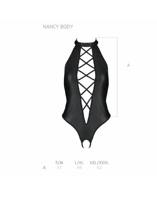 Боді з еко-шкіри з імітацією шнурівки та відкритим доступом Nancy Body black XXL/XXXL - Passion