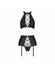 Комплект з еко-шкіри з імітацією шнурівки Nancy Set black XXL/XXXL - Passion топ, трусики та пояс дл Комплект з еко-шкіри з імітацією шнурівки Nancy Set black XXL/XXXL - Passion топ, трусики та пояс дл