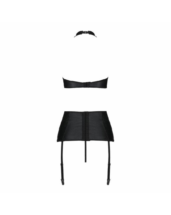 Комплект з еко-шкіри з імітацією шнурівки Nancy Set black XXL/XXXL - Passion топ, трусики та пояс дл Комплект з еко-шкіри з імітацією шнурівки Nancy Set black XXL/XXXL - Passion топ, трусики та пояс дл