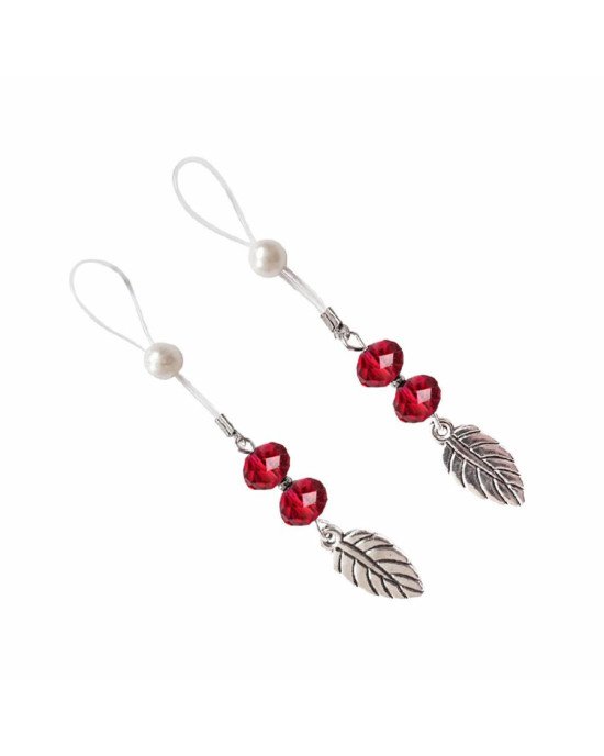 Сексуальні прикраси для сосків із листочком Nipple Jewelry Leaf, колір червоний Сексуальні прикраси для сосків із листочком Nipple Jewelry Leaf, колір червоний