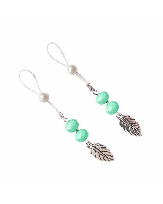 Сексуальні прикраси для сосків із листочком Nipple Jewelry Leaf, колір м'ятний Сексуальні прикраси для сосків із листочком Nipple Jewelry Leaf, колір м'ятний