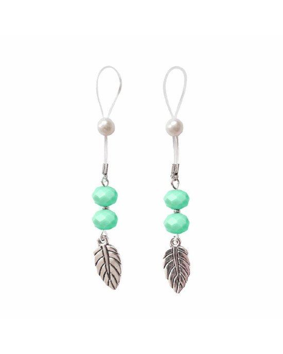 Сексуальні прикраси для сосків із листочком Nipple Jewelry Leaf, колір м'ятний Сексуальні прикраси для сосків із листочком Nipple Jewelry Leaf, колір м'ятний