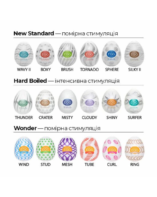 Мастурбатор-яйце Tenga Egg Ring з асиметричним рельєфом Мастурбатор-яйце Tenga Egg Ring з асиметричним рельєфом
