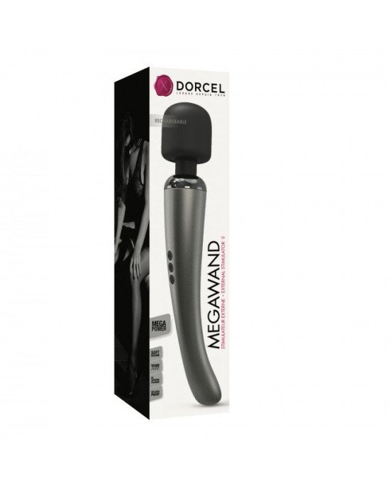 Потужний вібромасажер Dorcel Megawand Chrome Silver який перезаряджається, 160 режимів Потужний вібромасажер Dorcel Megawand Chrome Silver який перезаряджається, 160 режимів