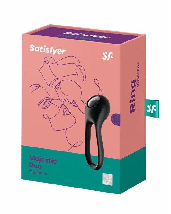Ерекційне кільце з вібрацією Satisfyer Majestic Duo для члена та мошонки Ерекційне кільце з вібрацією Satisfyer Majestic Duo для члена та мошонки