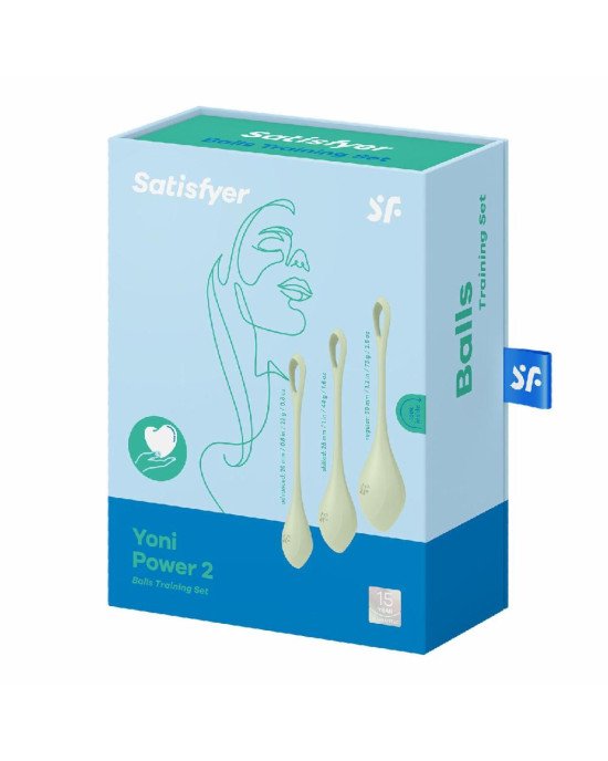 Набір йоні намистин Satisfyer Yoni Power 2 Light Green, диаметр 2-2,5-3см, вес 22-44-73гр Набір йоні намистин Satisfyer Yoni Power 2 Light Green, диаметр 2-2,5-3см, вес 22-44-73гр