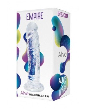 Прозорий фалоімітатор Alive Jelly Dildo Empire, ТПЕ, присоска, діаметр 4.3см, довжина 19.3см Прозорий фалоімітатор Alive Jelly Dildo Empire, ТПЕ, присоска, діаметр 4.3см, довжина 19.3см