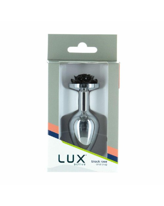 Металева анальна пробка Lux Active з трояндою - Rose Anal Plug - Black, віброкуля в подарунок Металева анальна пробка Lux Active з трояндою - Rose Anal Plug - Black, віброкуля в подарунок