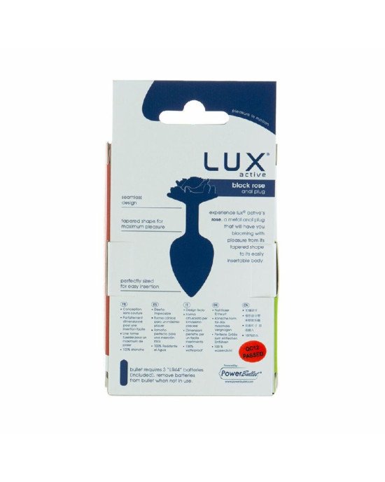 Металева анальна пробка Lux Active з трояндою - Rose Anal Plug - Black, віброкуля в подарунок Металева анальна пробка Lux Active з трояндою - Rose Anal Plug - Black, віброкуля в подарунок