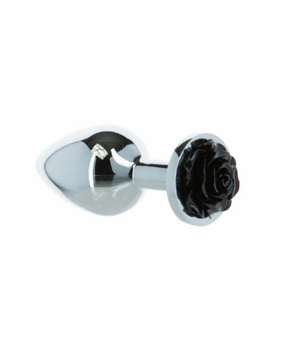 Металева анальна пробка Lux Active з трояндою - Rose Anal Plug - Black, віброкуля в подарунок Металева анальна пробка Lux Active з трояндою - Rose Anal Plug - Black, віброкуля в подарунок
