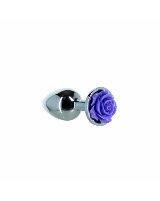Металева анальна пробка Lux Active з трояндою - Rose Anal Plug - Purple, віброкуля в подарунок Металева анальна пробка Lux Active з трояндою - Rose Anal Plug - Purple, віброкуля в подарунок