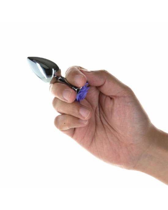 Металева анальна пробка Lux Active з трояндою - Rose Anal Plug - Purple, віброкуля в подарунок Металева анальна пробка Lux Active з трояндою - Rose Anal Plug - Purple, віброкуля в подарунок