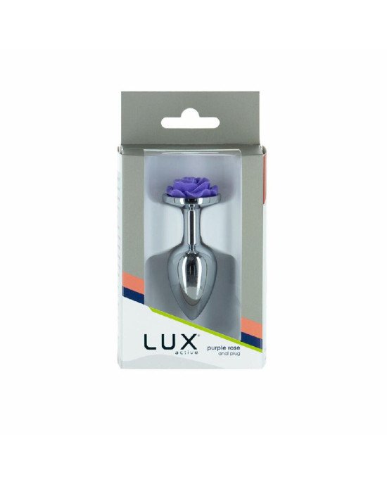 Металева анальна пробка Lux Active з трояндою - Rose Anal Plug - Purple, віброкуля в подарунок Металева анальна пробка Lux Active з трояндою - Rose Anal Plug - Purple, віброкуля в подарунок