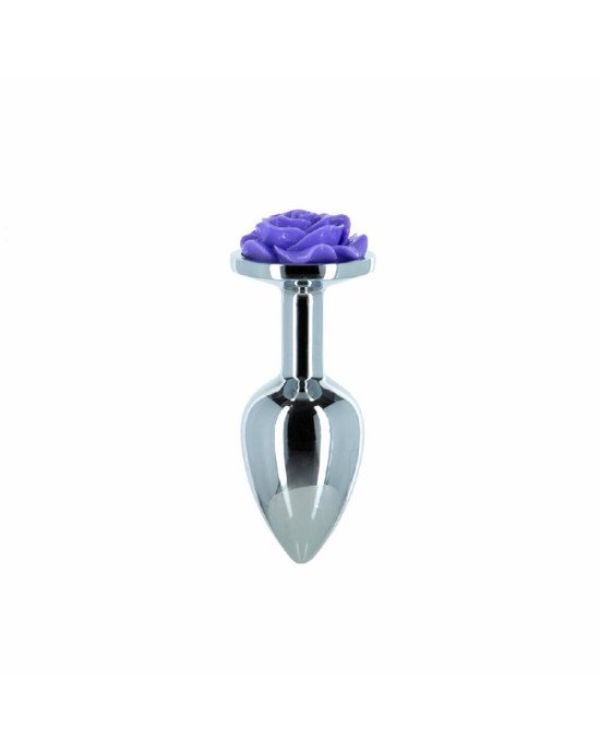 Металева анальна пробка Lux Active з трояндою - Rose Anal Plug - Purple, віброкуля в подарунок Металева анальна пробка Lux Active з трояндою - Rose Anal Plug - Purple, віброкуля в подарунок