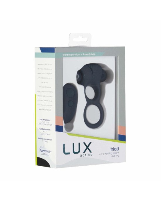 Подвійне ерекційне кільце з вібрацією Lux Active-Triad - Vibrating Dual Cock Ring, пульт ДК Подвійне ерекційне кільце з вібрацією Lux Active-Triad - Vibrating Dual Cock Ring, пульт ДК