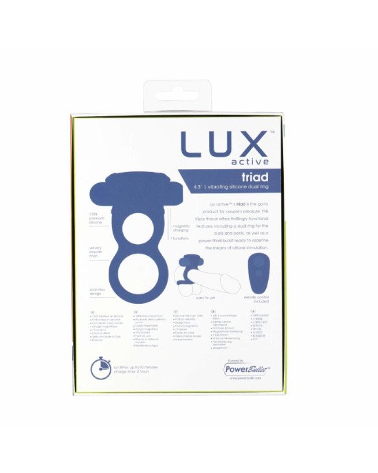 Подвійне ерекційне кільце з вібрацією Lux Active-Triad - Vibrating Dual Cock Ring, пульт ДК Подвійне ерекційне кільце з вібрацією Lux Active-Triad - Vibrating Dual Cock Ring, пульт ДК