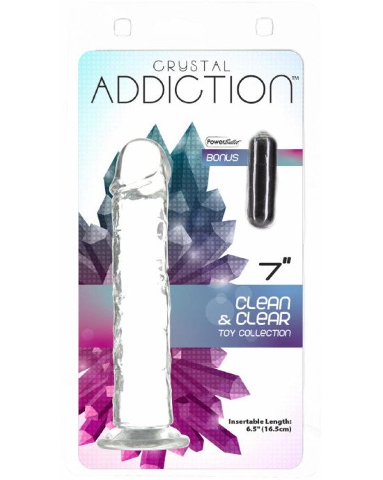 Прозорий фалоімітатор на присосці ADDICTION Vertical Dong 7″, віброкуля в подарунок Прозорий фалоімітатор на присосці ADDICTION Vertical Dong 7″, віброкуля в подарунок