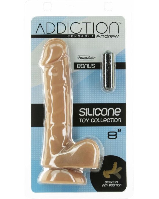 Гнучкий фалоімітатор на присосці ADDICTION — ANDREW 8″ Silicone Dong — Caramel, віброкуля в подаруно Гнучкий фалоімітатор на присосці ADDICTION — ANDREW 8″ Silicone Dong — Caramel, віброкуля в подаруно