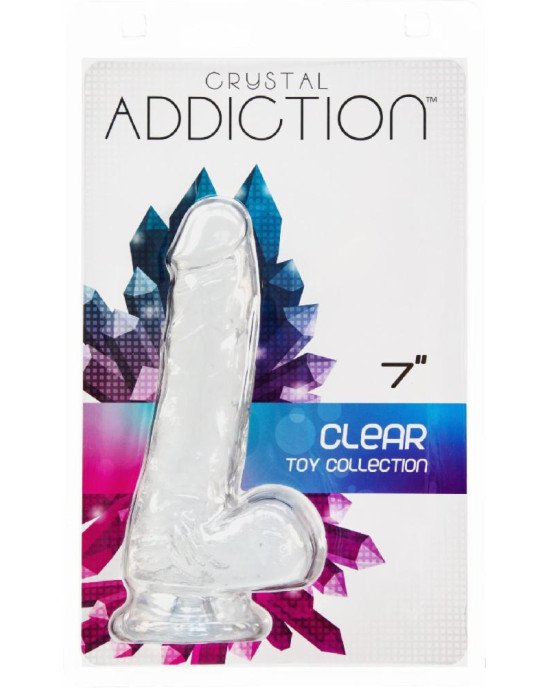 Прозорий фалоімітатор на присосці ADDICTION — Clear Dildo with Balls 7″, віброкуля в подарунок Прозорий фалоімітатор на присосці ADDICTION — Clear Dildo with Balls 7″, віброкуля в подарунок