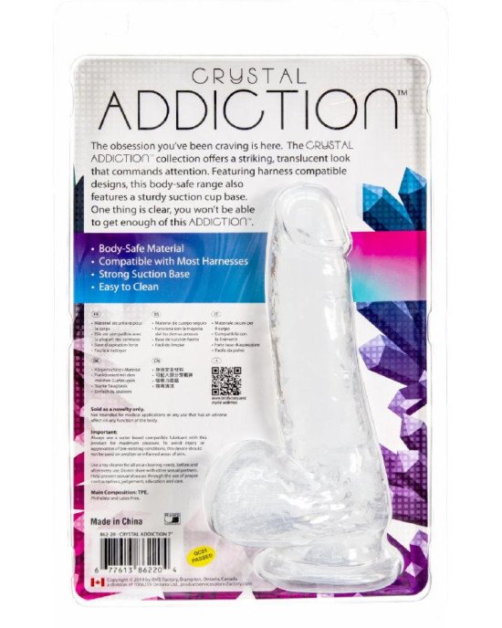 Прозорий фалоімітатор на присосці ADDICTION — Clear Dildo with Balls 7″, віброкуля в подарунок Прозорий фалоімітатор на присосці ADDICTION — Clear Dildo with Balls 7″, віброкуля в подарунок