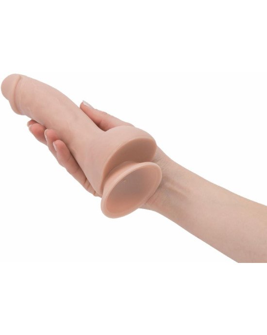 Вигнутий фалоімітатор на присосці ADDICTION — BRAD 7,5″ Dildo With Balls, Beige