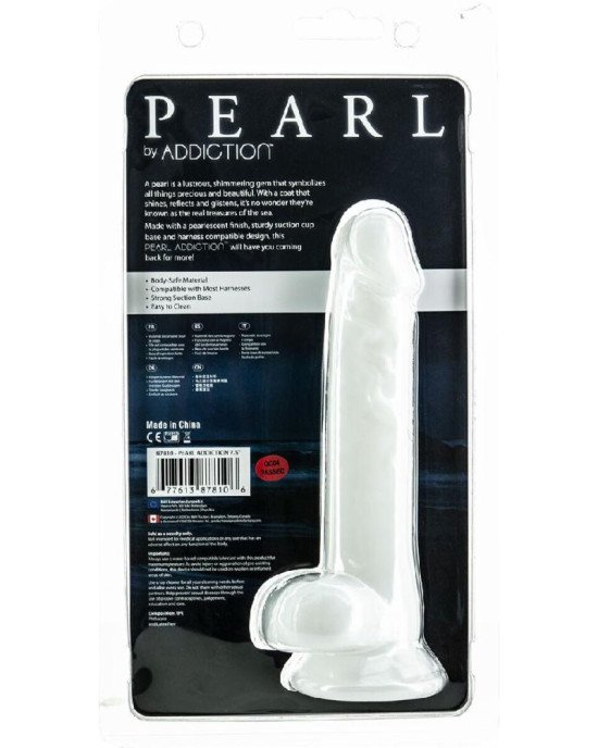 Перлинний фалоімітатор на присосці ADDICTION — Pearl by Addiction 7,5″ Dong, віброкуля в подарунок Перлинний фалоімітатор на присосці ADDICTION — Pearl by Addiction 7,5″ Dong, віброкуля в подарунок
