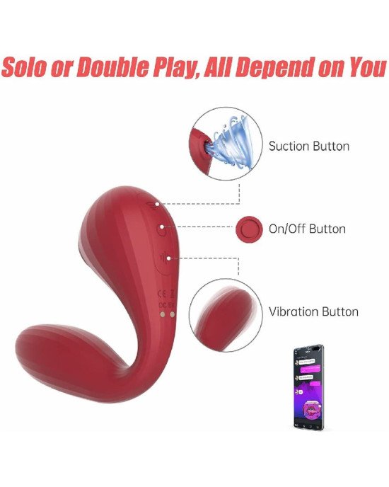 Вакуумний вагінально-кліторальний стимулятор Magic Motion Bobi Red, керування зі смартфона Вакуумний вагінально-кліторальний стимулятор Magic Motion Bobi Red, керування зі смартфона