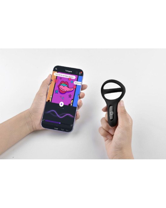 Подвійне ерекційне кільце Fun Town Rise Black, керування зі смартфона Подвійне ерекційне кільце Fun Town Rise Black, керування зі смартфона