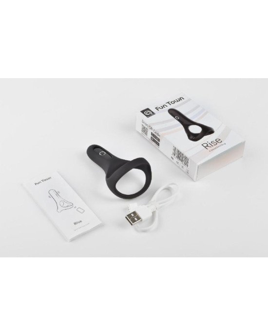 Подвійне ерекційне кільце Fun Town Rise Black, керування зі смартфона Подвійне ерекційне кільце Fun Town Rise Black, керування зі смартфона