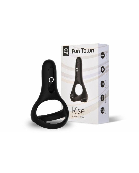 Подвійне ерекційне кільце Fun Town Rise Black, керування зі смартфона Подвійне ерекційне кільце Fun Town Rise Black, керування зі смартфона