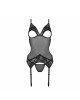 Корсет із підв’язками та ажурним ліфом Christa Corset black XXL/XXXL — Passion, стрінги в комплекті Корсет із підв’язками та ажурним ліфом Christa Corset black XXL/XXXL — Passion, стрінги в комплекті