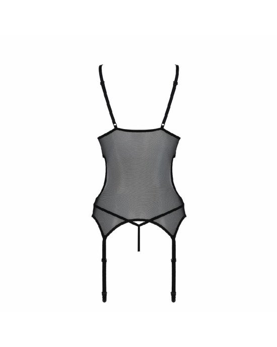 Корсет із підв’язками та ажурним ліфом Christa Corset black XXL/XXXL — Passion, стрінги в комплекті Корсет із підв’язками та ажурним ліфом Christa Corset black XXL/XXXL — Passion, стрінги в комплекті