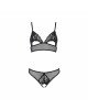 Комплект: бралет з ажурним ліфом та відкритими трусиками Christa Set with Open Bra black L/XL — Pass