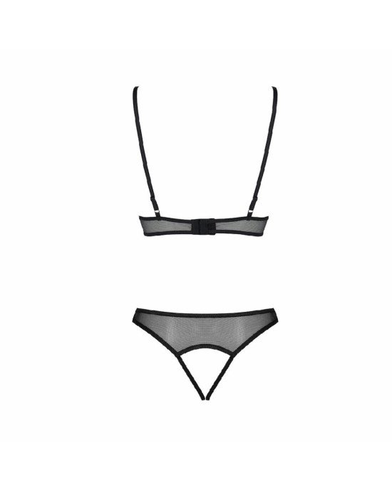 Комплект: бралет з ажурним ліфом та відкритими трусиками Christa Set with Open Bra black L/XL — Pass