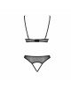 Комплект: бралет з ажурним ліфом та відкритими трусиками Christa Set with Open Bra black L/XL — Pass