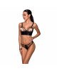 Комплект з екошкіри з люверсами та ремінцями Malwia Bikini black L/XL — Passion, бра та трусики Комплект з екошкіри з люверсами та ремінцями Malwia Bikini black L/XL — Passion, бра та трусики