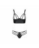 Комплект з екошкіри з люверсами та ремінцями Malwia Bikini black L/XL — Passion, бра та трусики Комплект з екошкіри з люверсами та ремінцями Malwia Bikini black L/XL — Passion, бра та трусики