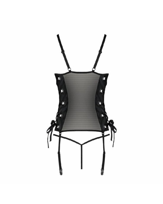 Сітчастий корсет з екошкіри, з люверсами та знімними пажами Malwia Corset black XXL/XXXL — Passion, Сітчастий корсет з екошкіри, з люверсами та знімними пажами Malwia Corset black XXL/XXXL — Passion,